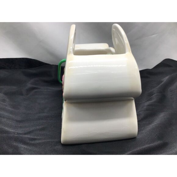 Palm Tree Co. Easter Bunny Rabbit Floral Basket Planter Ceramic Spring Kitchy - Picture 2 of 7